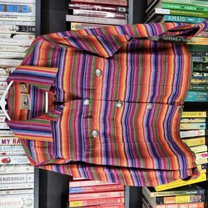 Don’t Mess With Texas Rainbow Stripe Jacket • Size Large • Western Button Front